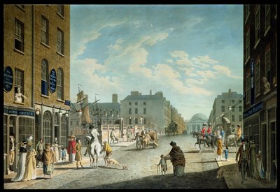 Capel Street met de Royal Exchange, Dublin, 1800 door James Malton